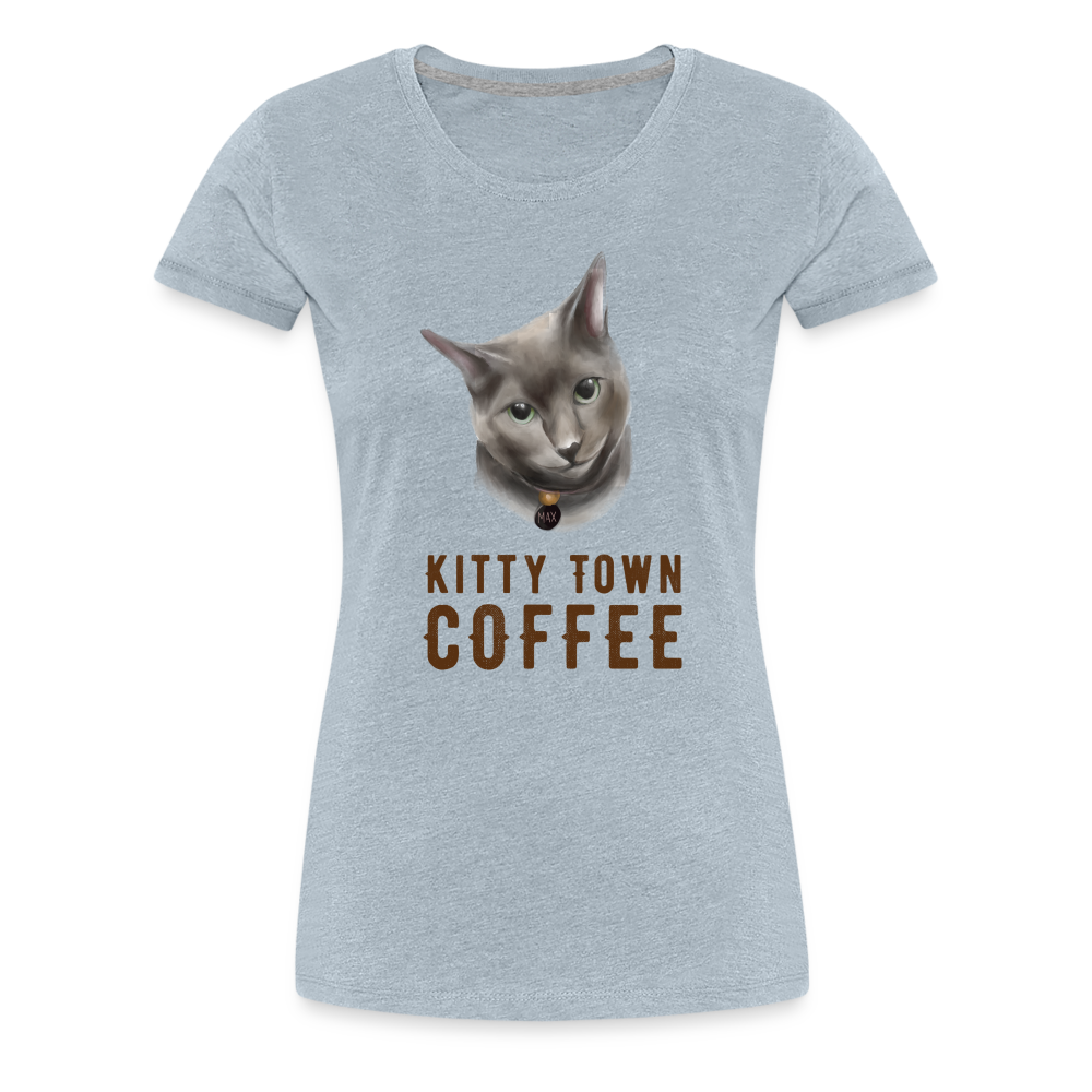 Max Kitty Town Coffee Shirt - heather ice blue