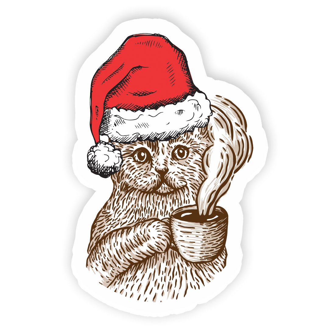 Kitty Town Santa Sticker